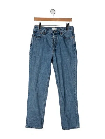Pre-owned Still Here High-rise Straight Leg Jeans In Blue