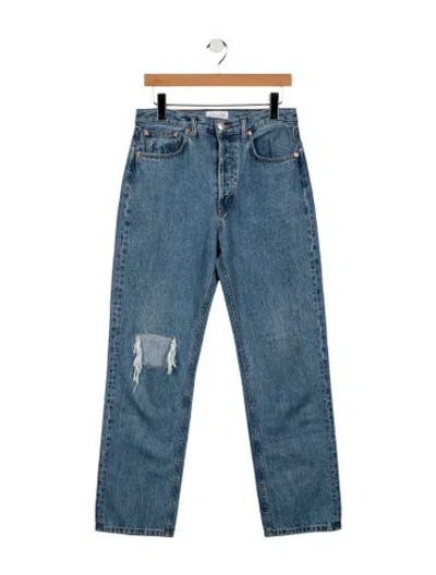 Pre-owned Still Here High-rise Straight Leg Jeans In Blue