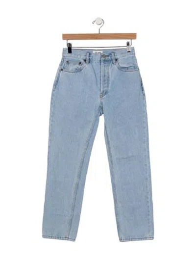 Pre-owned Still Here High-rise Straight Leg Jeans In Blue