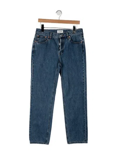 Pre-owned Still Here High-rise Straight Leg Jeans In Blue