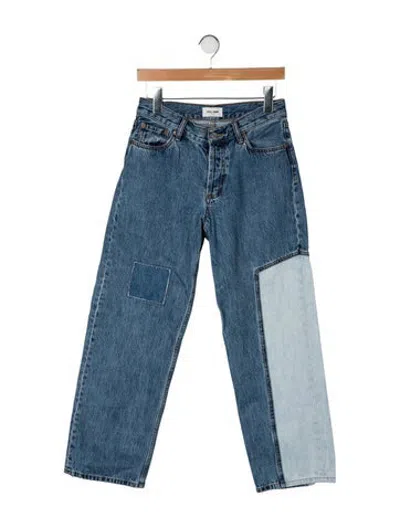 Pre-owned Still Here High-rise Straight Leg Jeans In Blue