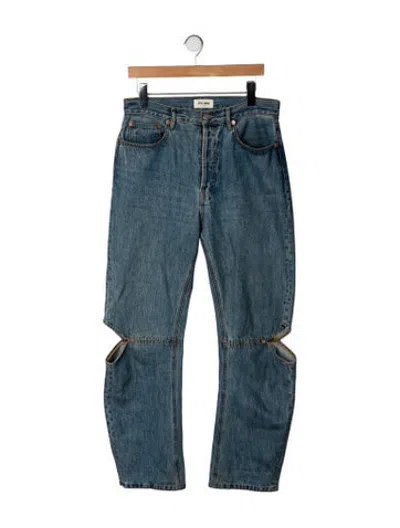Pre-owned Still Here High-rise Straight Leg Jeans In Blue