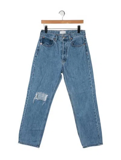 Pre-owned Still Here High-rise Straight Leg Jeans In Blue
