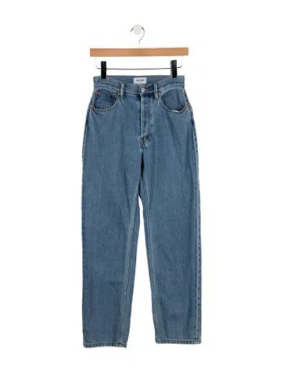 Pre-owned Still Here High-rise Straight Leg Jeans In Blue
