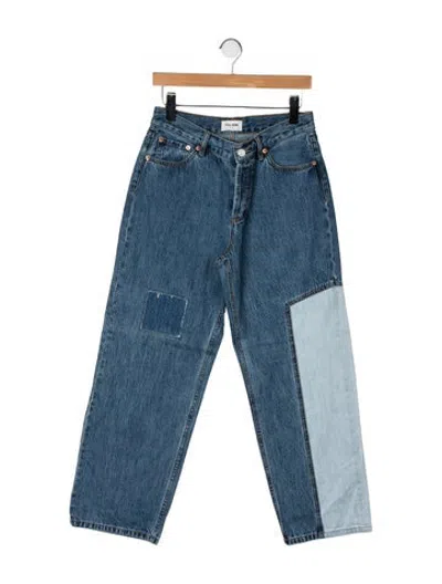 Pre-owned Still Here High-rise Straight Leg Jeans In Blue