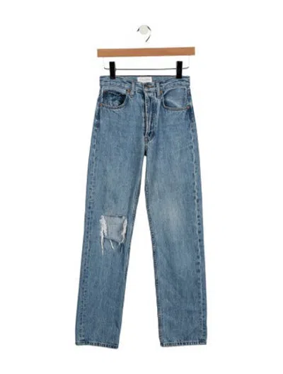 Pre-owned Still Here High-rise Straight Leg Jeans In Blue