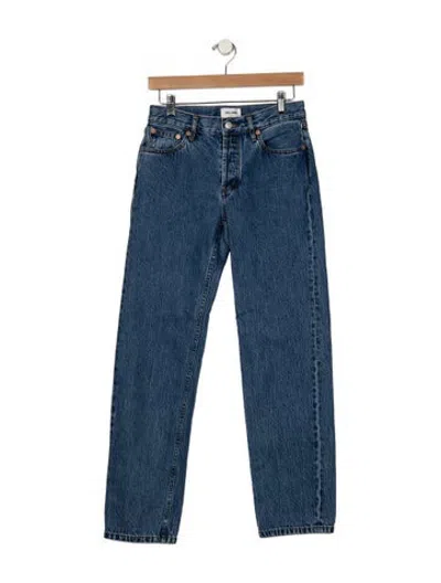 Pre-owned Still Here High-rise Straight Leg Jeans In Blue
