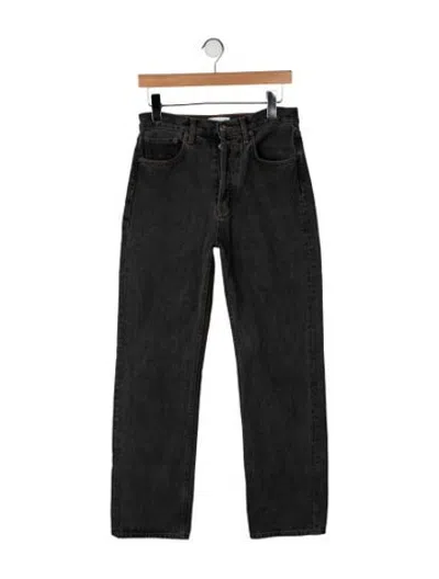 Pre-owned Still Here High-rise Straight Leg Jeans In Grey