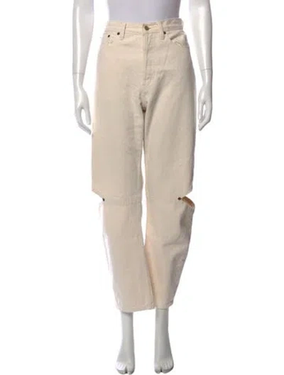 Pre-owned Still Here High-rise Straight Leg Jeans In Neutrals