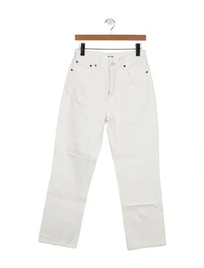 Pre-owned Still Here High-rise Straight Leg Jeans In White