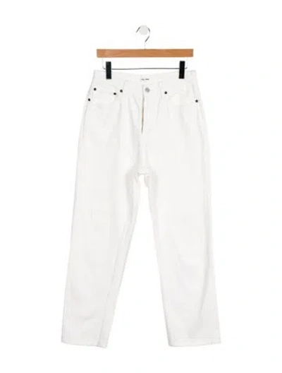 Pre-owned Still Here High-rise Straight Leg Jeans In White