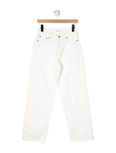 Pre-owned Still Here High-rise Straight Leg Jeans In White
