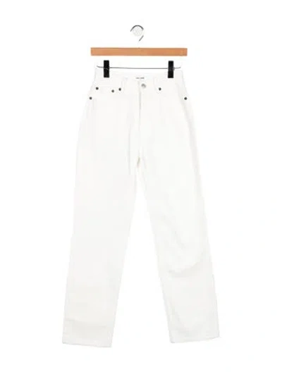 Pre-owned Still Here High-rise Straight Leg Jeans In White
