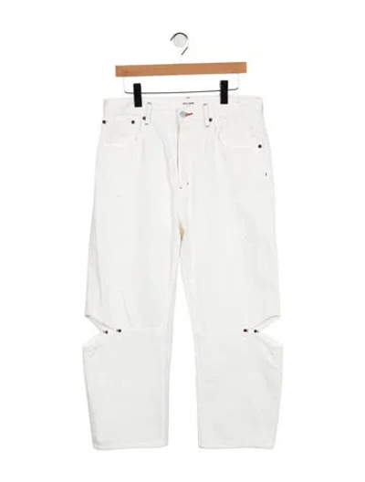 Pre-owned Still Here High-rise Straight Leg Jeans In White