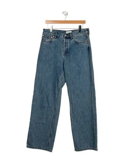 Pre-owned Still Here High-rise Wide Leg Jeans In Blue