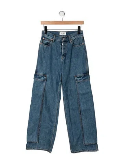 Pre-owned Still Here High-rise Wide Leg Jeans In Blue