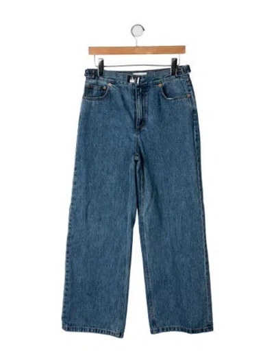 Pre-owned Still Here High-rise Wide Leg Jeans In Blue