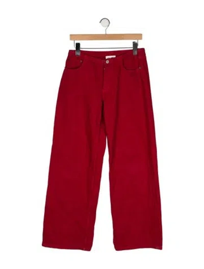 Pre-owned Still Here High-rise Wide Leg Jeans In Red