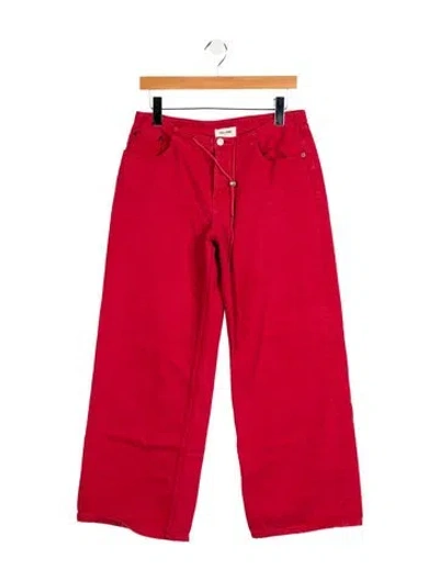 Pre-owned Still Here High-rise Wide Leg Jeans In Red