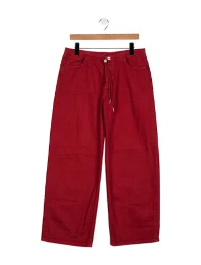 Pre-owned Still Here High-rise Wide Leg Jeans In Red
