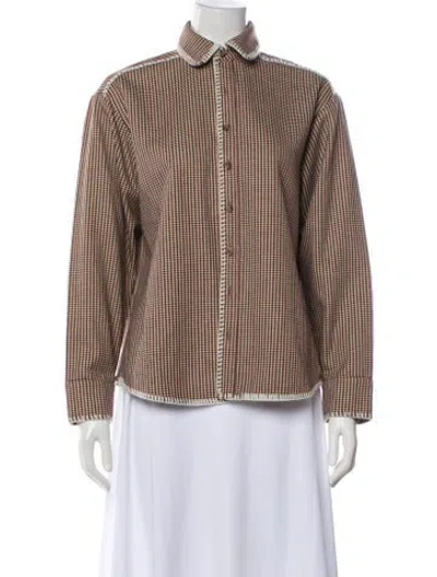 Pre-owned Still Here Houndstooth Print Long Sleeve Top In Multi