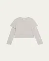 Still Here Layered Crewneck Tee In Heather