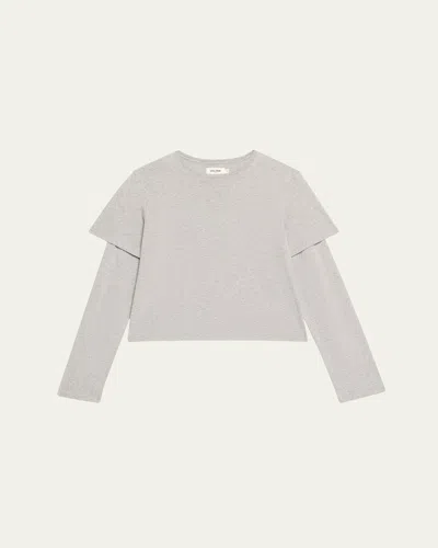 Still Here Layered Crewneck Tee In Heather