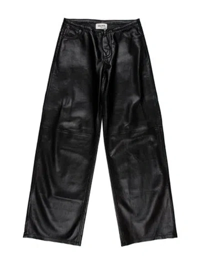 Pre-owned Still Here Leather Wide Leg Pants In Black