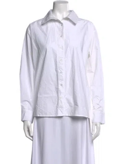 Pre-owned Still Here Long Sleeve Button-up Top In White