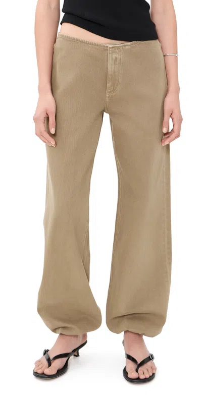Still Here Low Rise Sport Jeans In Pear Pear In Brown