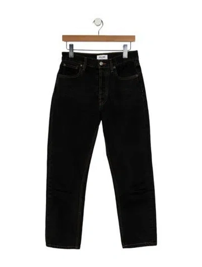 Pre-owned Still Here Mid-rise Straight Leg Jeans In Black