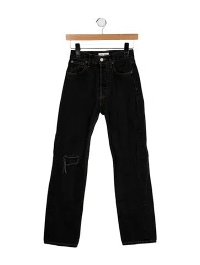 Pre-owned Still Here Mid-rise Straight Leg Jeans In Black