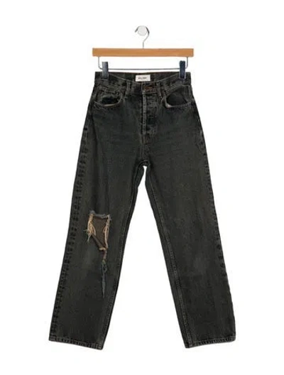 Pre-owned Still Here Mid-rise Straight Leg Jeans In Black