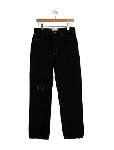 Pre-owned Still Here Mid-rise Straight Leg Jeans In Black