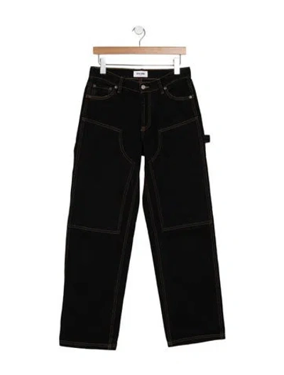 Pre-owned Still Here Mid-rise Straight Leg Jeans In Black