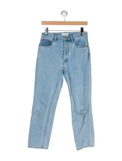 Pre-owned Still Here Mid-rise Straight Leg Jeans In Blue