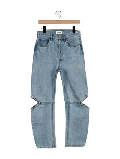 Pre-owned Still Here Mid-rise Straight Leg Jeans In Blue