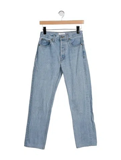 Pre-owned Still Here Mid-rise Straight Leg Jeans In Blue