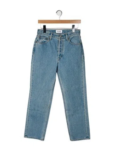 Pre-owned Still Here Mid-rise Straight Leg Jeans In Blue
