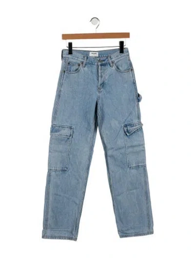 Pre-owned Still Here Mid-rise Straight Leg Jeans In Blue