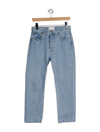 Pre-owned Still Here Mid-rise Straight Leg Jeans In Blue