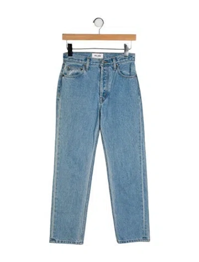 Pre-owned Still Here Mid-rise Straight Leg Jeans In Blue