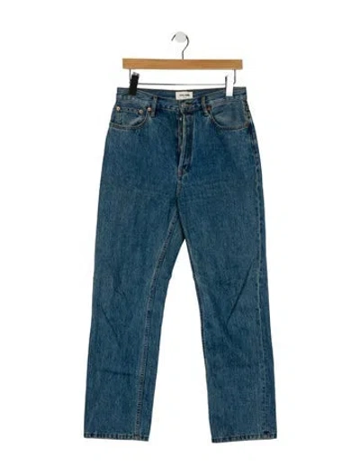 Pre-owned Still Here Mid-rise Straight Leg Jeans In Blue