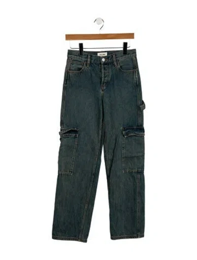 Pre-owned Still Here Mid-rise Straight Leg Jeans In Blue
