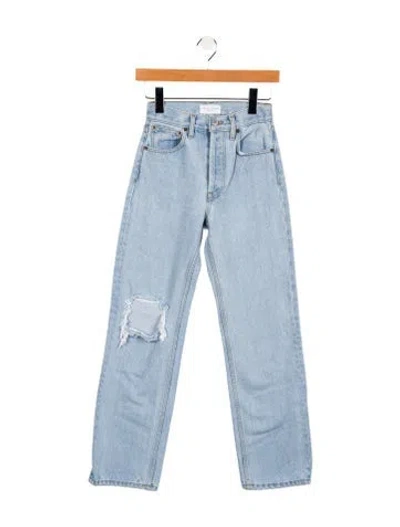 Pre-owned Still Here Mid-rise Straight Leg Jeans In Blue