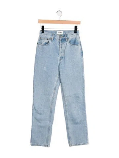 Pre-owned Still Here Mid-rise Straight Leg Jeans In Blue