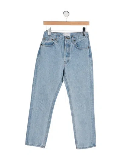 Pre-owned Still Here Mid-rise Straight Leg Jeans In Blue