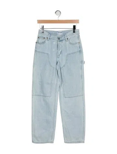 Pre-owned Still Here Mid-rise Straight Leg Jeans In Blue