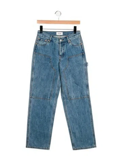 Pre-owned Still Here Mid-rise Straight Leg Jeans In Blue