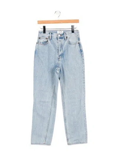 Pre-owned Still Here Mid-rise Straight Leg Jeans In Blue